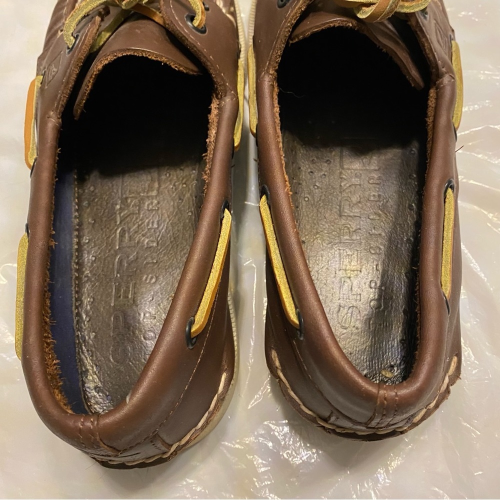 SPERRY top sider boat shoes brown leather SZ 8.5 M - Picture 3 of 10